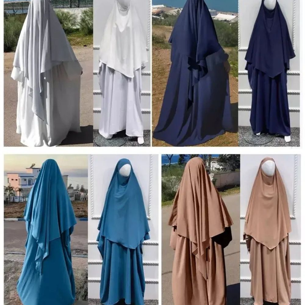 Set de Jilbab 3 Pièces avec Niqab- Khimar Éco-Responsable et Ajustable