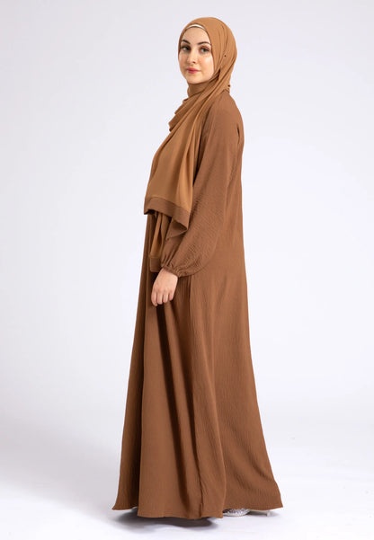 abaya-basique-du-quotidien-avec-manches-elastiquees bronze