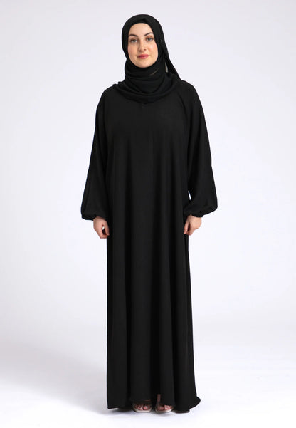 abaya-basique-du-quotidien-avec-manches-elastiquees noir