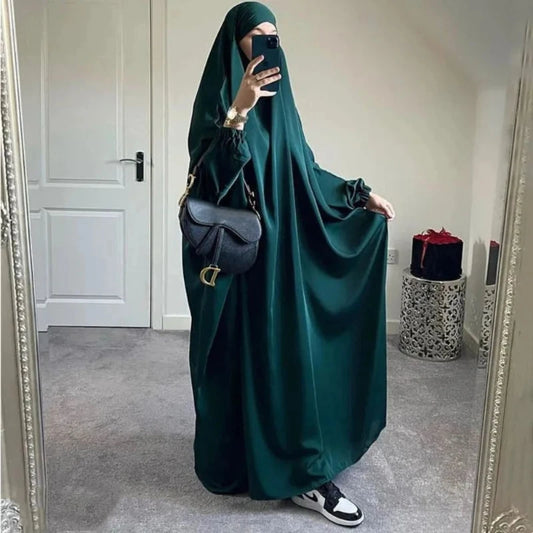 jilbab-fille-une-piece-longue-en-polyester-pour-priere-et-occasions vert