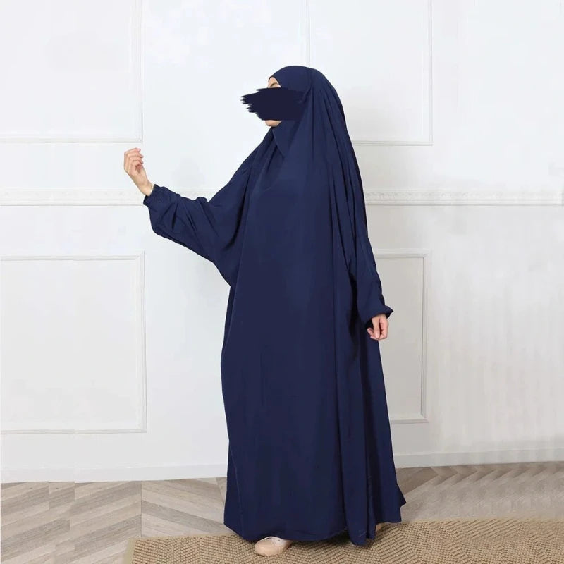 robe-abaya a manches-chauve-souris-coupe-ample-et-confortable bleu