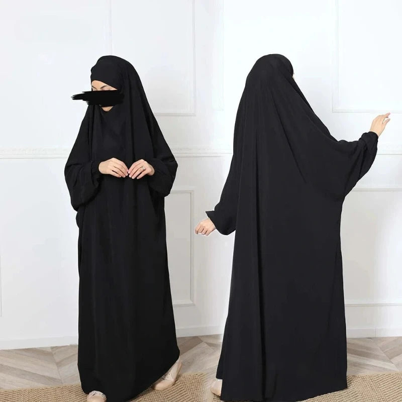 robe-abaya a manches-chauve-souris-coupe-ample-et-confortable noir